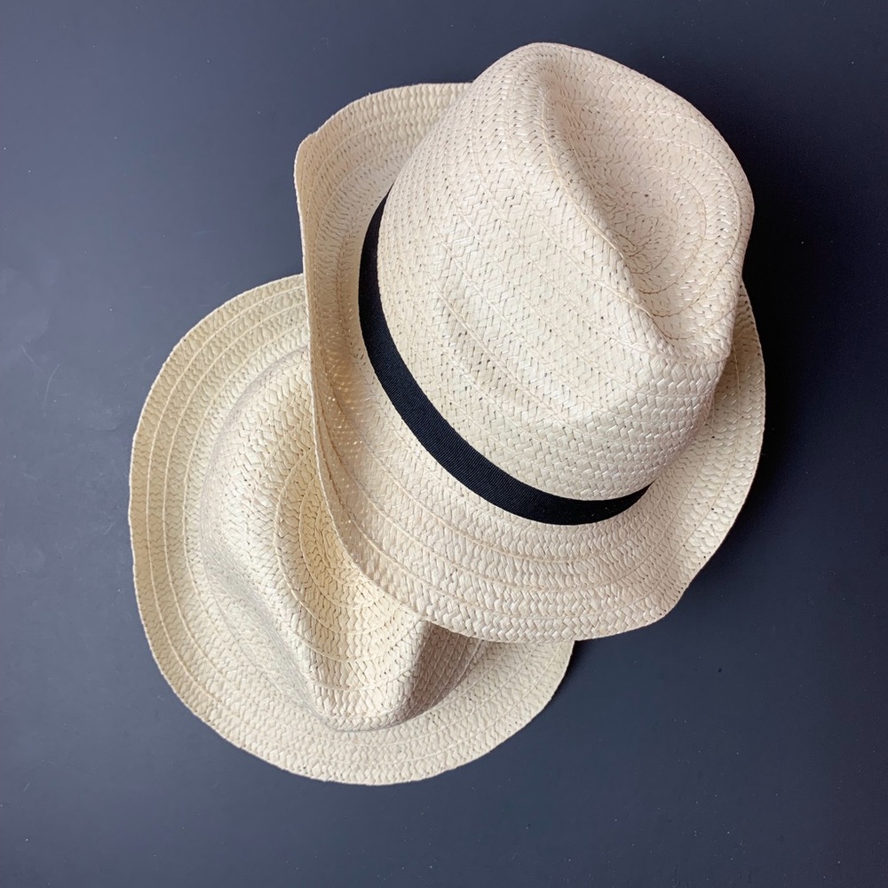 BLACK RIBBON FEDORA WOVEN STRAW HAT - Picture 6 of 6